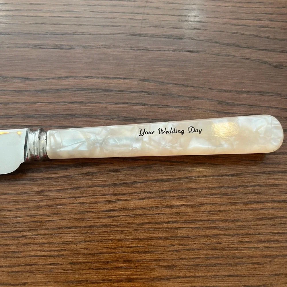 VTG 1960s Bride's Cake Knife Kirk's‎ Sheffield England Engraved Wedding Keepsake